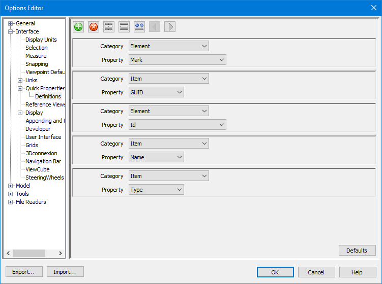 The new Quick Properties Definitions list
